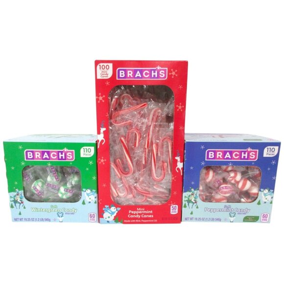 Lot of 3 Brach's Mini Soft Peppermint & WinterGreen Candy Sweets 100/110 Pieces - Picture 1 of 12